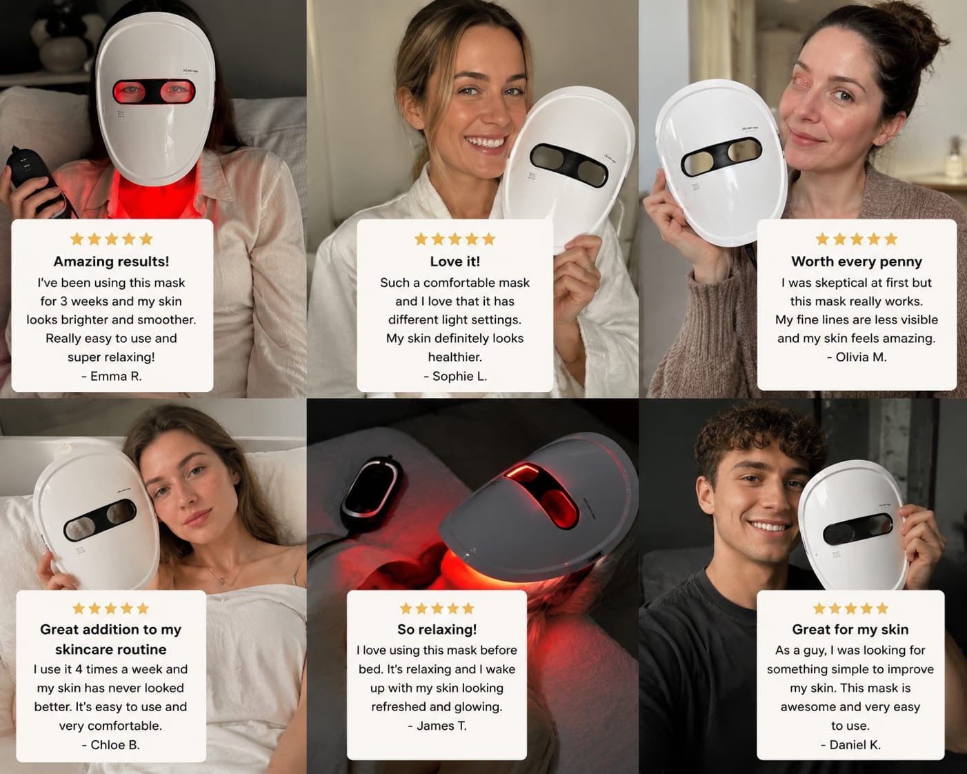 Rechargeable Led Photon Face Mask / 7 Color Light Therapy Beauty Device