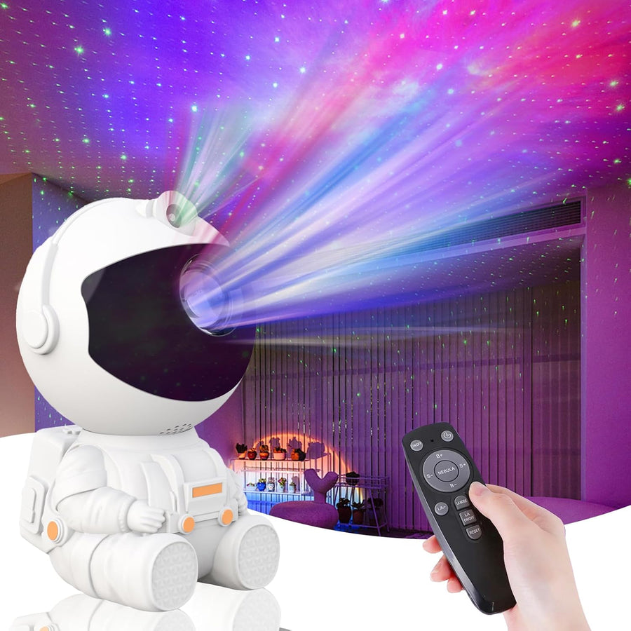 Astronaut Galaxy Projector Starry Night Light, LED Starry Nebula Ceiling Projection Lamp with Remote Control, 360° Adjustable