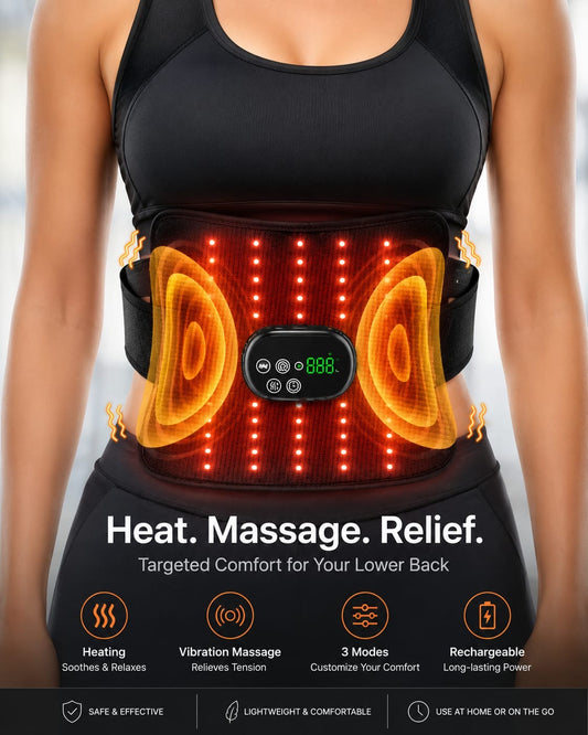 Rechargeable Red Light Therapy Belt with Heat & Vibration Massage