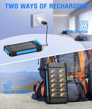 Solar Power Bank 26800mAh with Suction Cup Mount, IP67 Waterproof Solar Charger