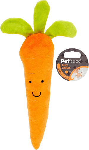 Petface Foodie Faces Fluffy Carrot Dog Toy