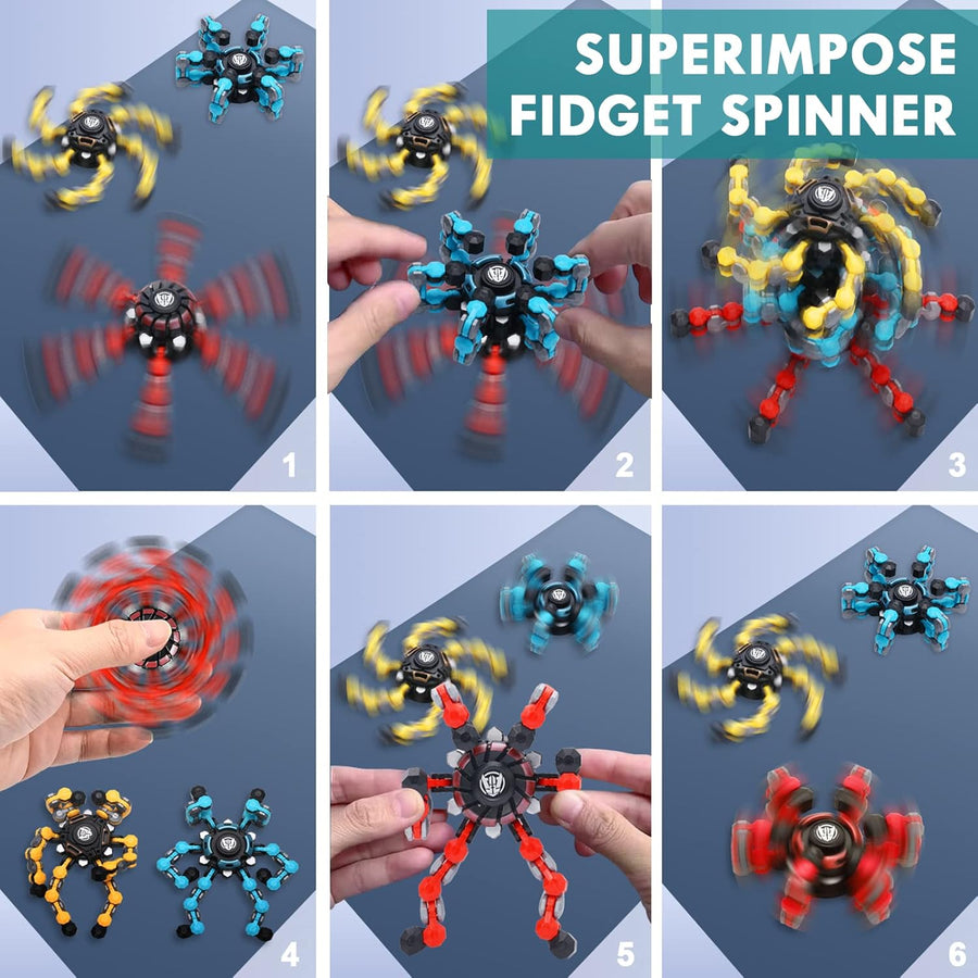 NEW Transformable Sensory Fidget Spinner Toy, Funny DIY Spin Top Hand Finger Spinner Creative