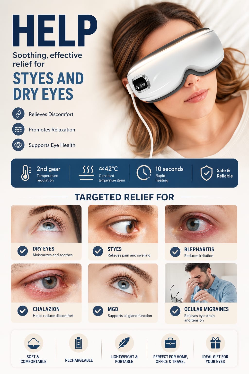VisionEase Smart Heated Eye Massager