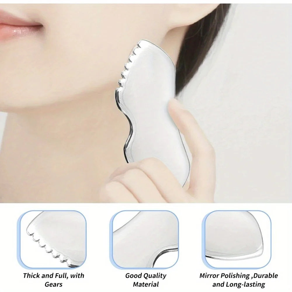 Gua Sha Stainless Steel, Metal Face Gua Sha for Jawline Sculpting,
