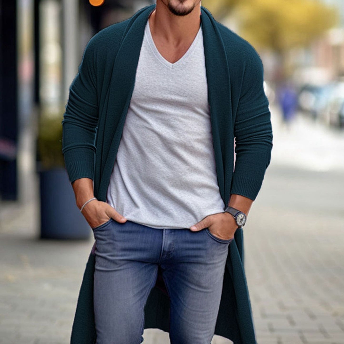 Fashion Personality Men's Loose Long Woolen Coat