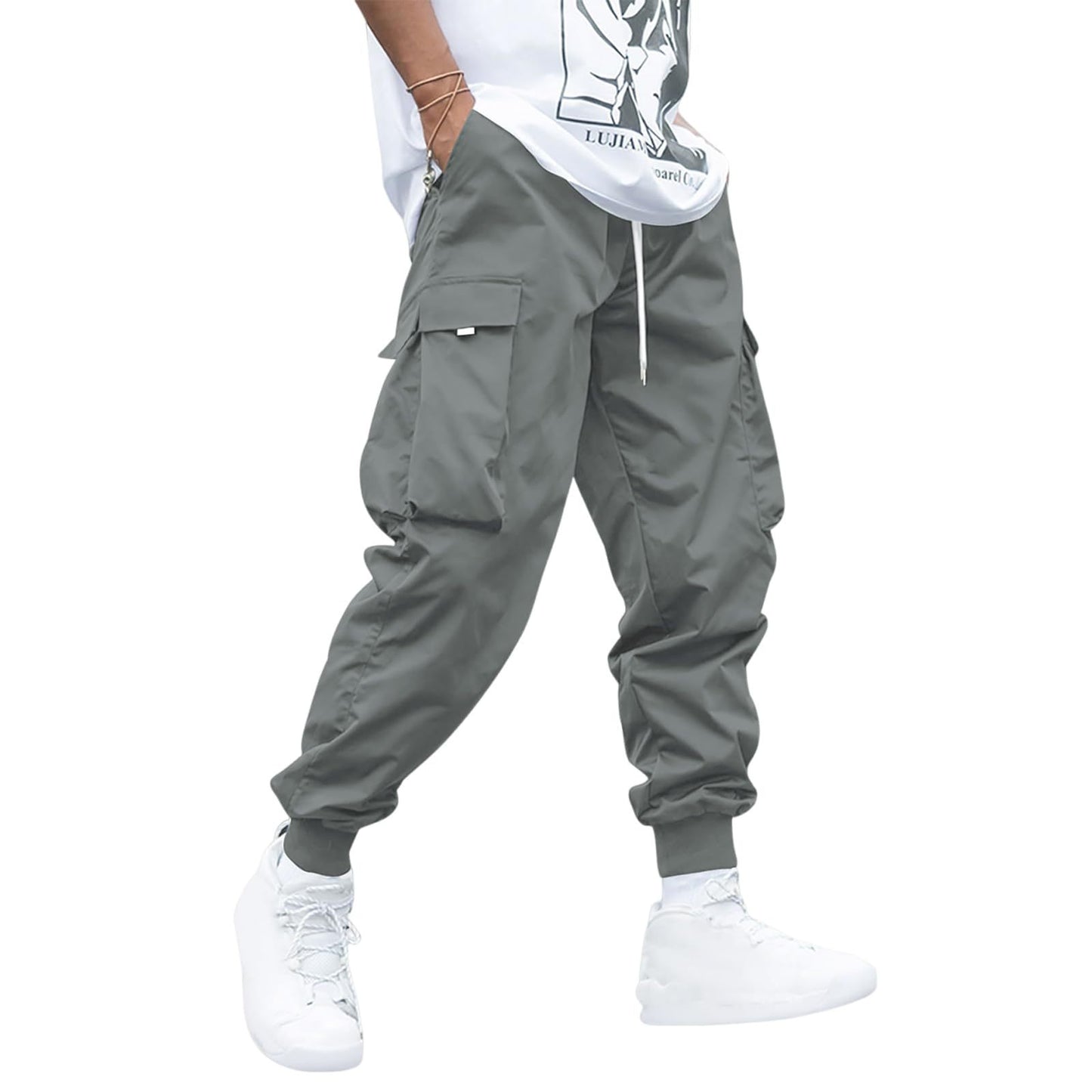 Multi-pocket Cargo Pants Men's Casual Hip-Hop Drawstring Trousers Outdoor Streetwear Sports Pant