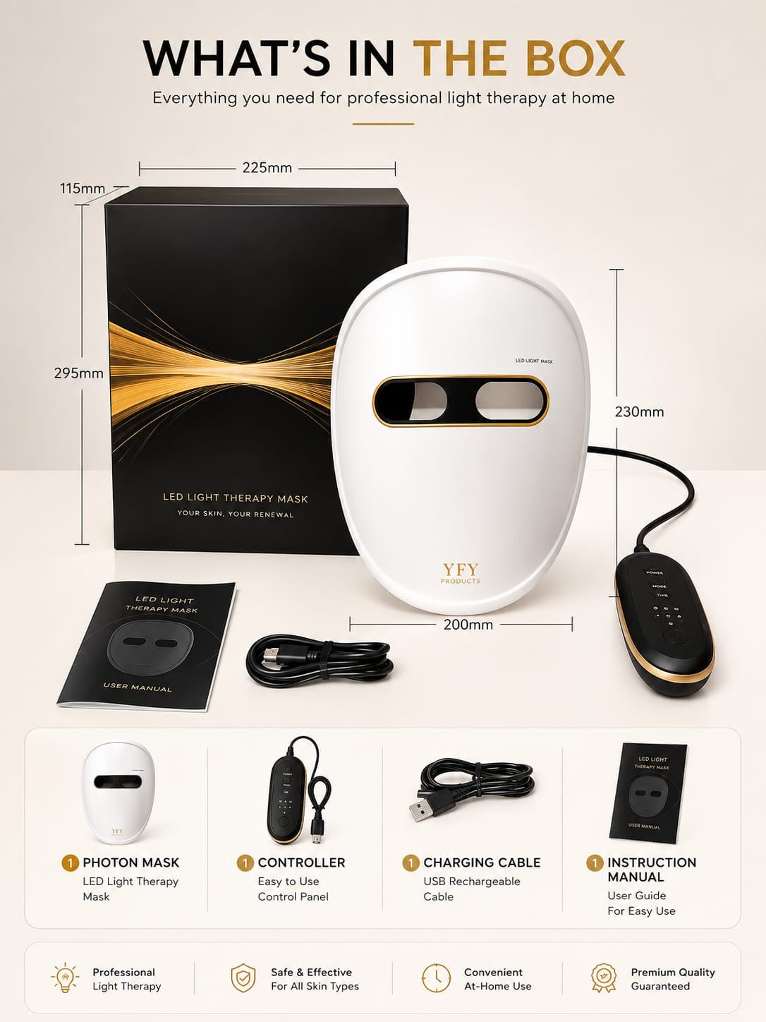 Rechargeable Led Photon Face Mask / 7 Color Light Therapy Beauty Device