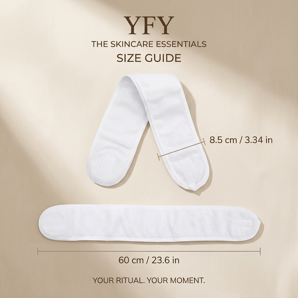 YFY branded skincare headband size guide