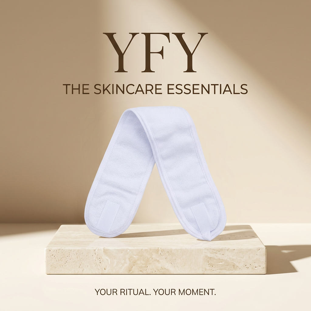 YFY branded white skincare headband
